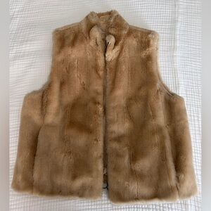 LOFT L Tan Faux Fur Vest